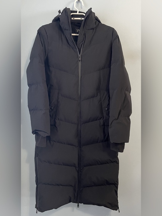 Zara Jackets & Blazers - Zara Black Water & Wind Protection Hooded Down Feather Long Puffer Coat Size XS